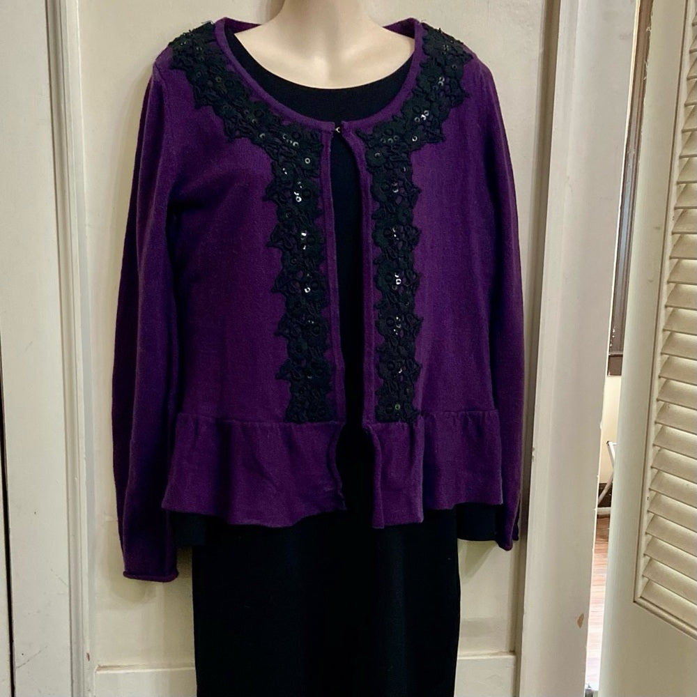 My Collection, Purple and Black Sweater Cardigan (L)