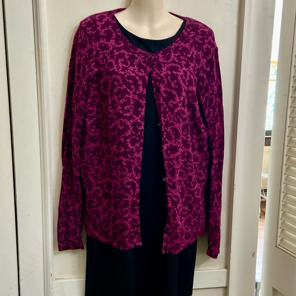 Merona Burgundy and Black Sweater Cardigan (L)