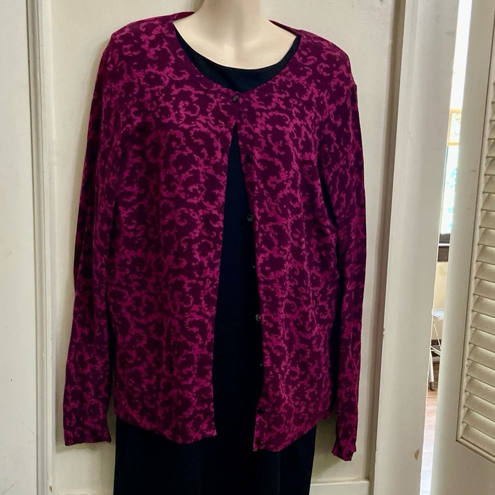 Merona Burgundy and Black Sweater Cardigan (L)