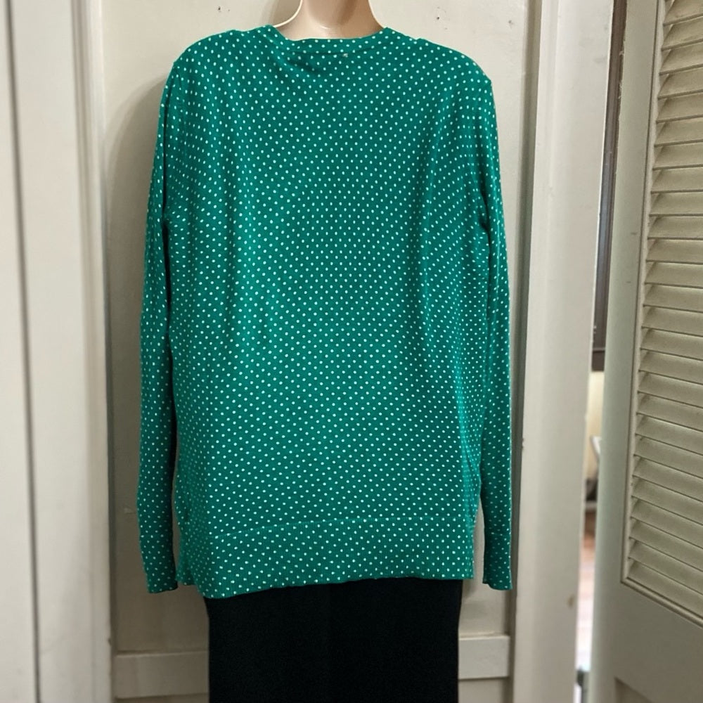 Merona Green and White Polka Dot Sweater Cardigan (L)