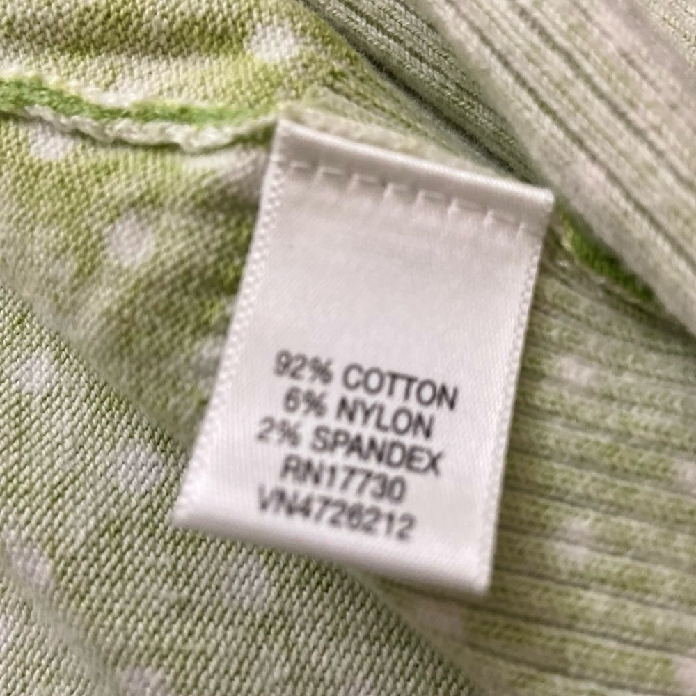 Cherokee Apple Green and White Polka Dot Sweater Cardigan (L)