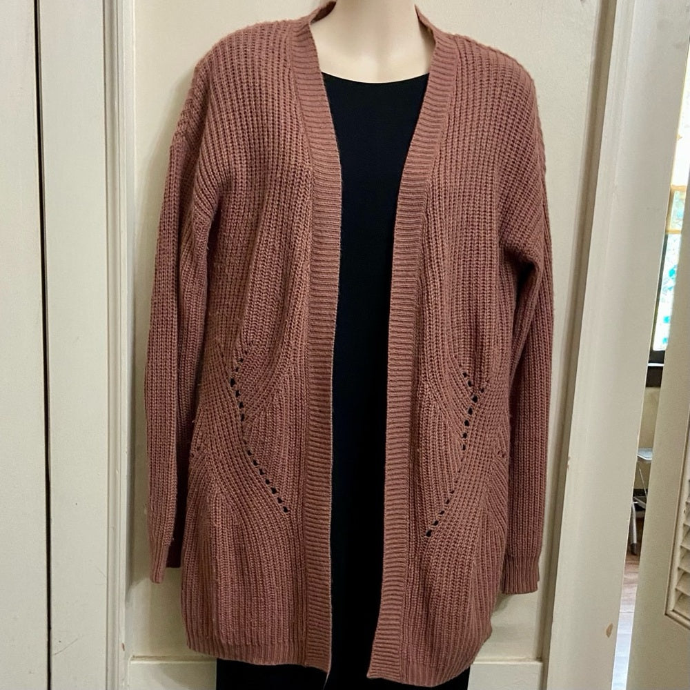 Moral Fiber Dusty Pink Sweater Cardigan (L)
