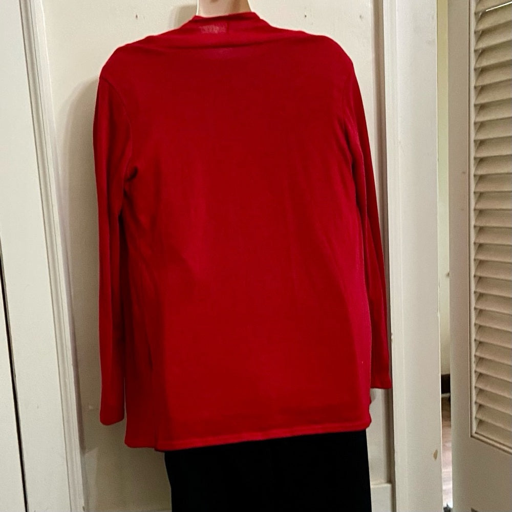 Rags and Couture Red Waterfall Sweater Cardigan (M)