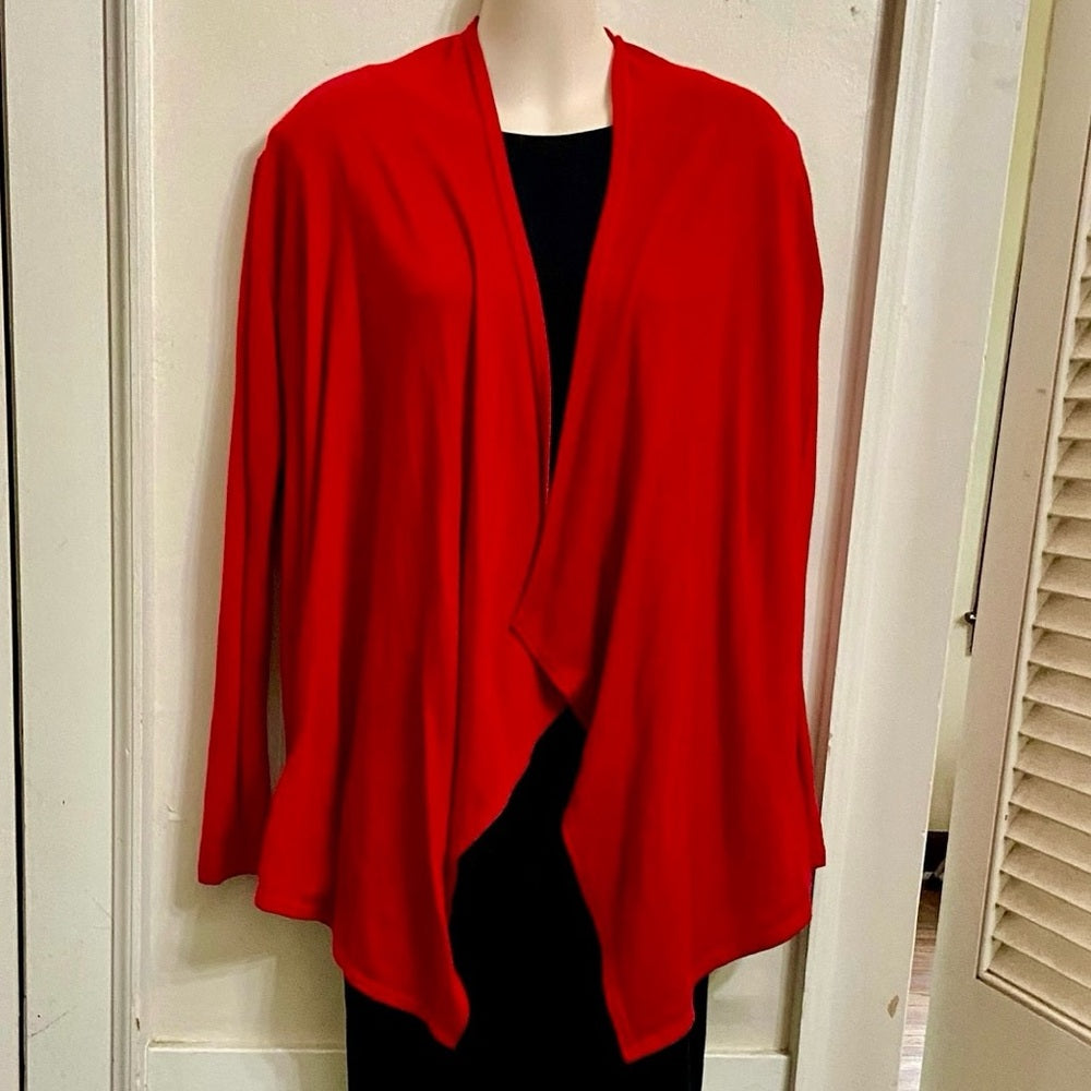 Rags and Couture Red Waterfall Sweater Cardigan (M)