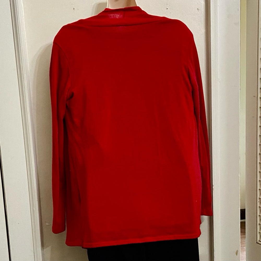Rags and Couture Red Waterfall Sweater Cardigan (M)