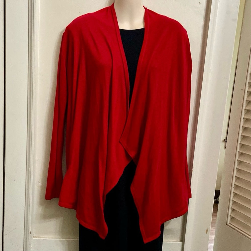 Rags and Couture Red Waterfall Sweater Cardigan (M)