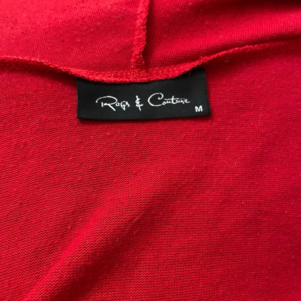 Rags and Couture Red Waterfall Sweater Cardigan (M)