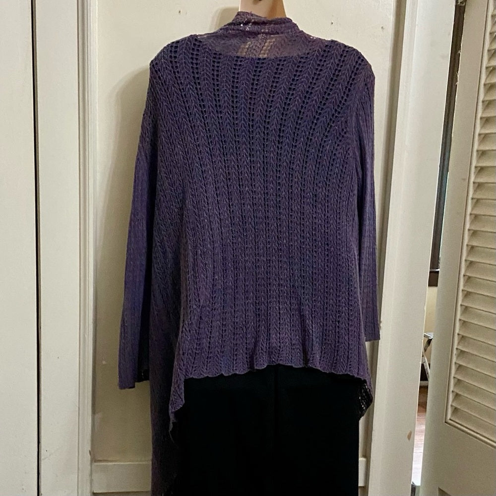 Coldwater Creek Purple Knitted Waterfall Sweater Cardigan (M)