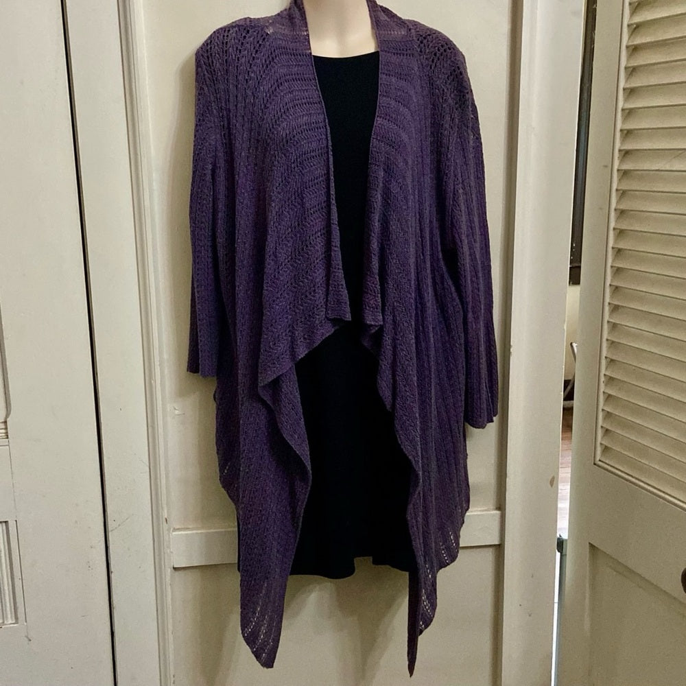 Coldwater Creek Purple Knitted Waterfall Sweater Cardigan (M)