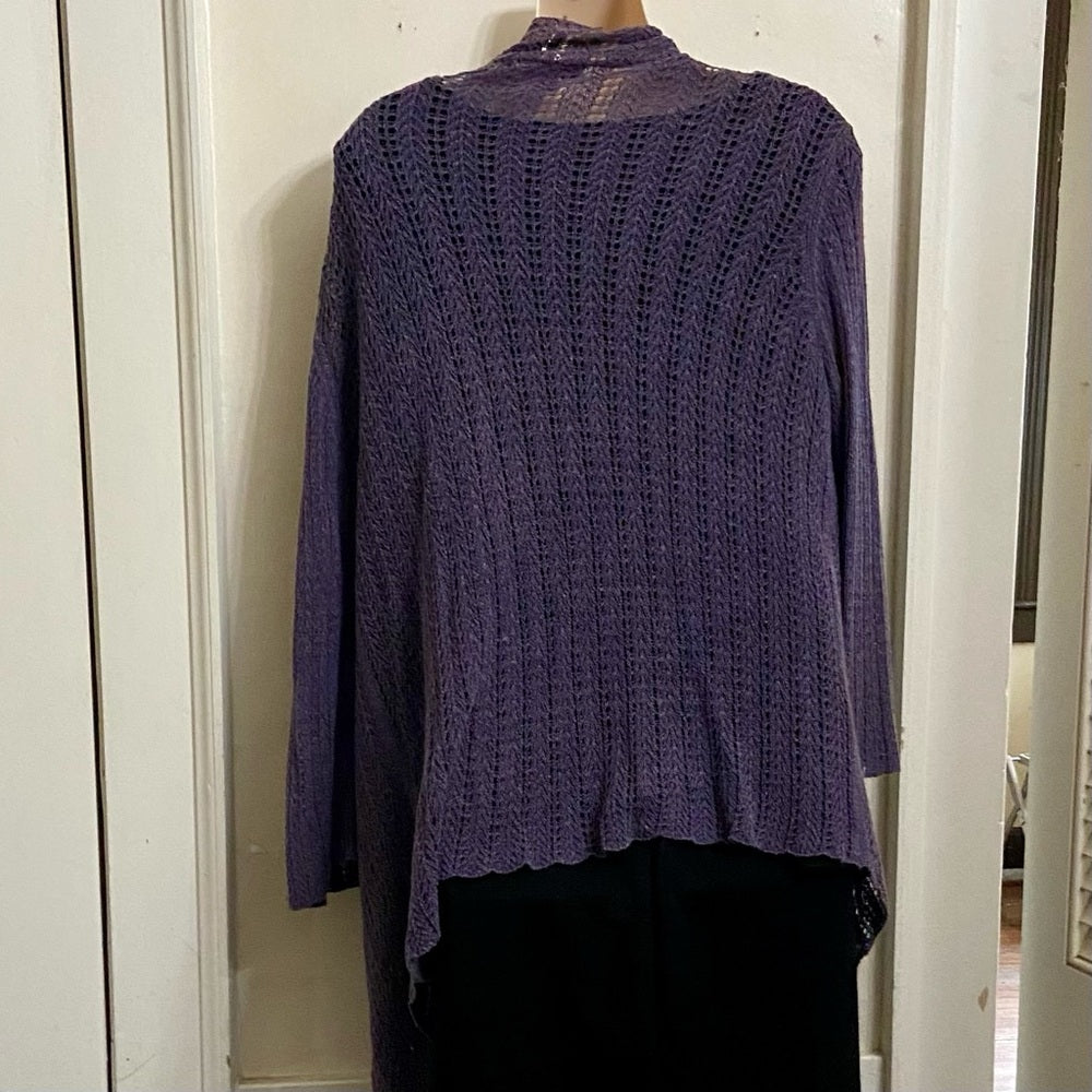 Coldwater Creek Purple Knitted Waterfall Sweater Cardigan (M)