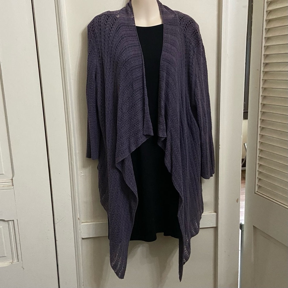 Coldwater Creek Purple Knitted Waterfall Sweater Cardigan (M)