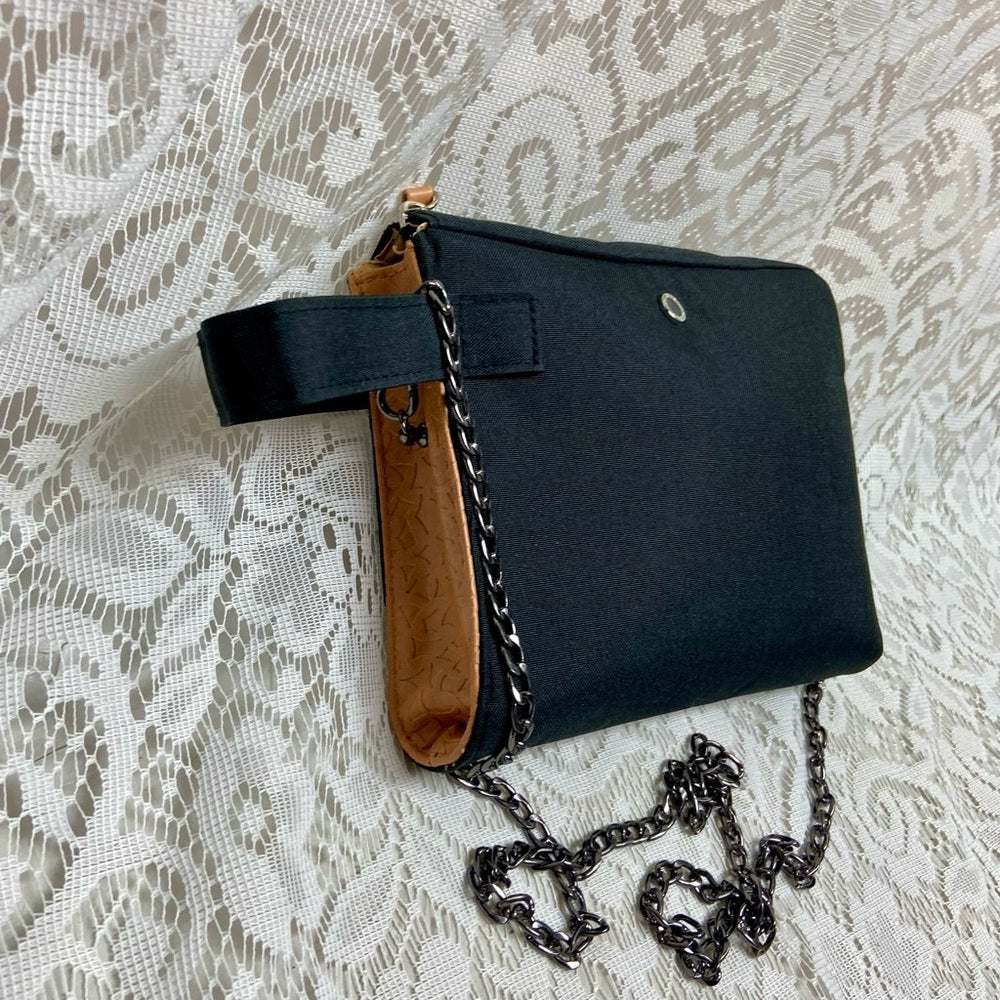 Bvlgari Black Canvas Pouch Wristlet- Crossbody 8in x 6.5in x 2in
