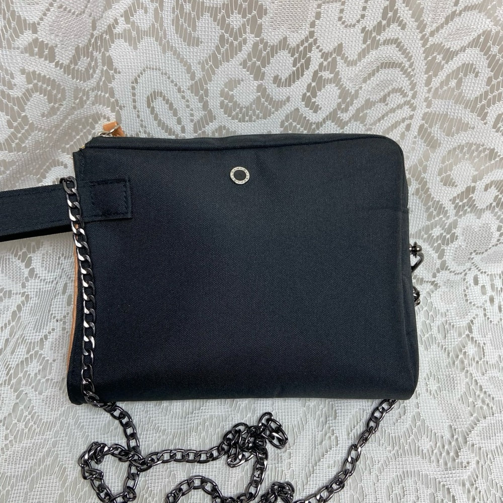 Bvlgari Black Canvas Pouch Wristlet- Crossbody 8in x 6.5in x 2in