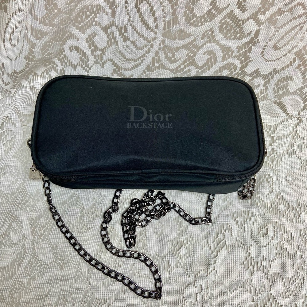 Dior Backstage, Black Canvas Novelty Pouch- Crossbody 9in x 4.5in x 2in