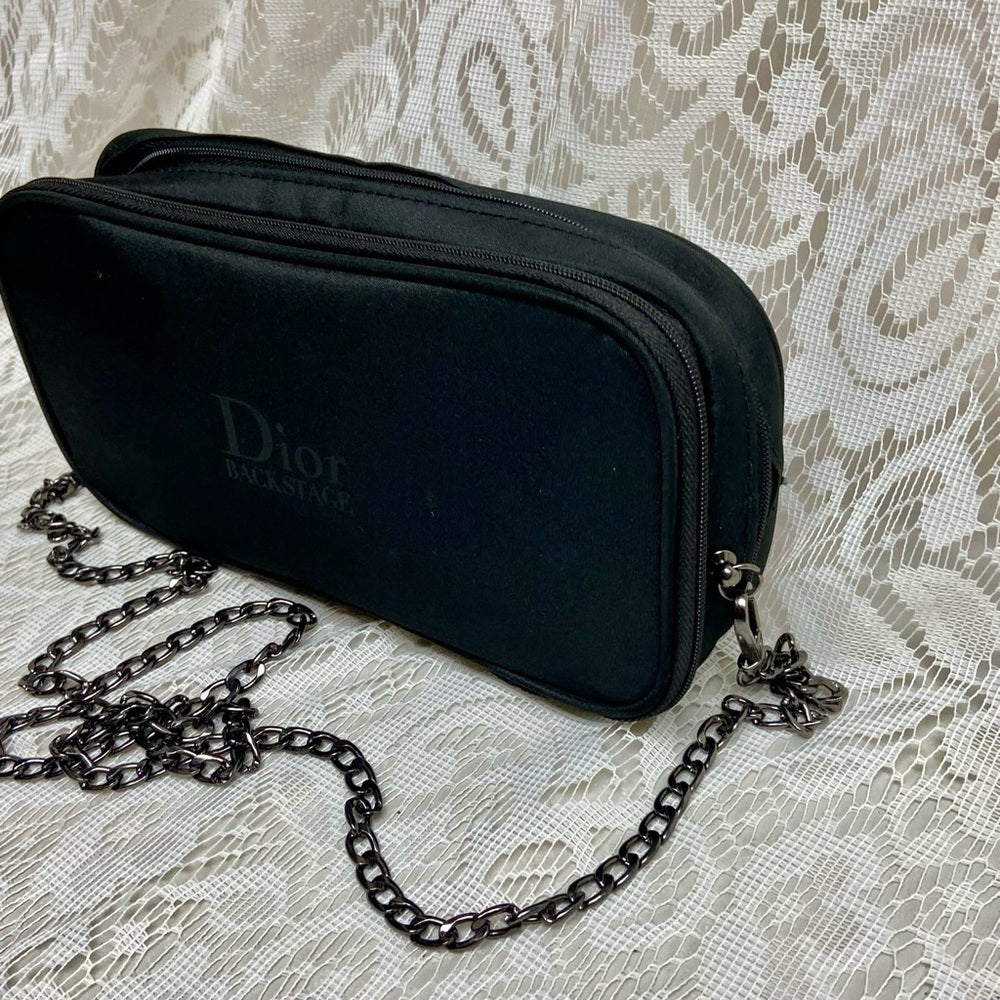 Dior Backstage, Black Canvas Novelty Pouch- Crossbody 9in x 4.5in x 2in