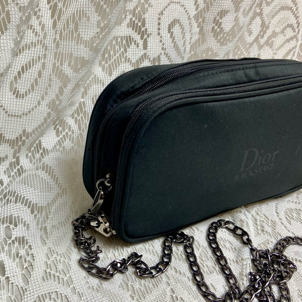 Dior Backstage, Black Canvas Novelty Pouch- Crossbody 9in x 4.5in x 2in