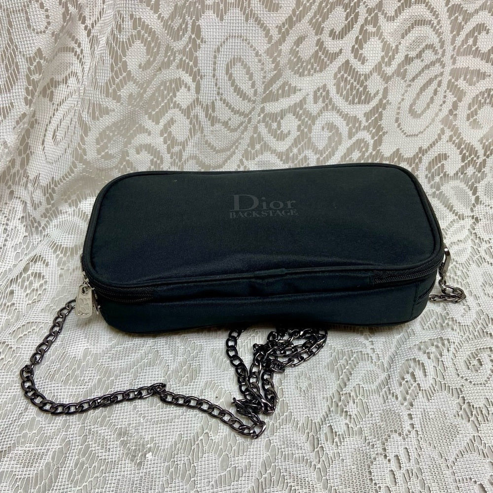 Dior Backstage, Black Canvas Novelty Pouch- Crossbody 9in x 4.5in x 2in