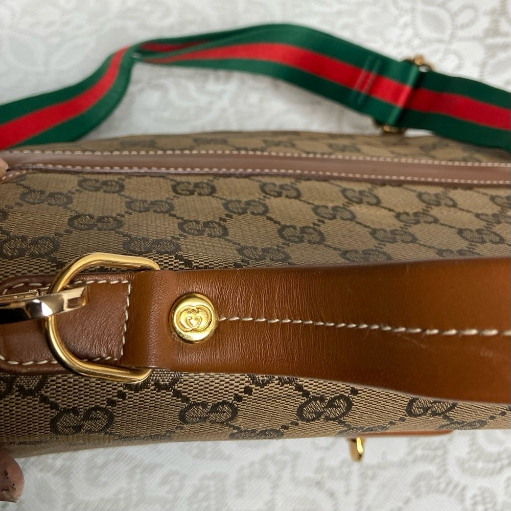 Vintage Gucci Brown Coated Canvas Laptop Document -Briefcase Bag 12inx11inx5in