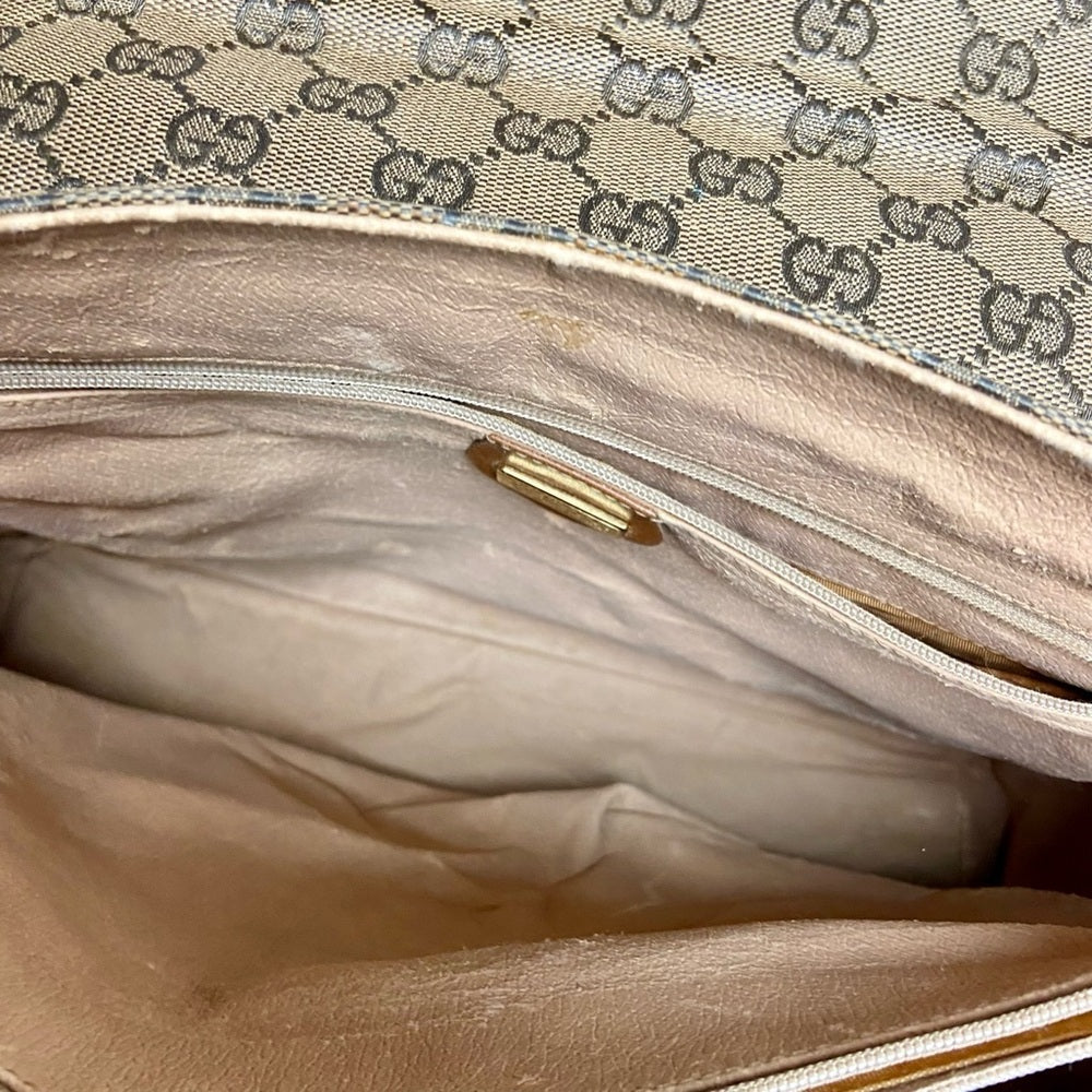Vintage Gucci Brown Coated Canvas Laptop Document -Briefcase Bag 12inx11inx5in