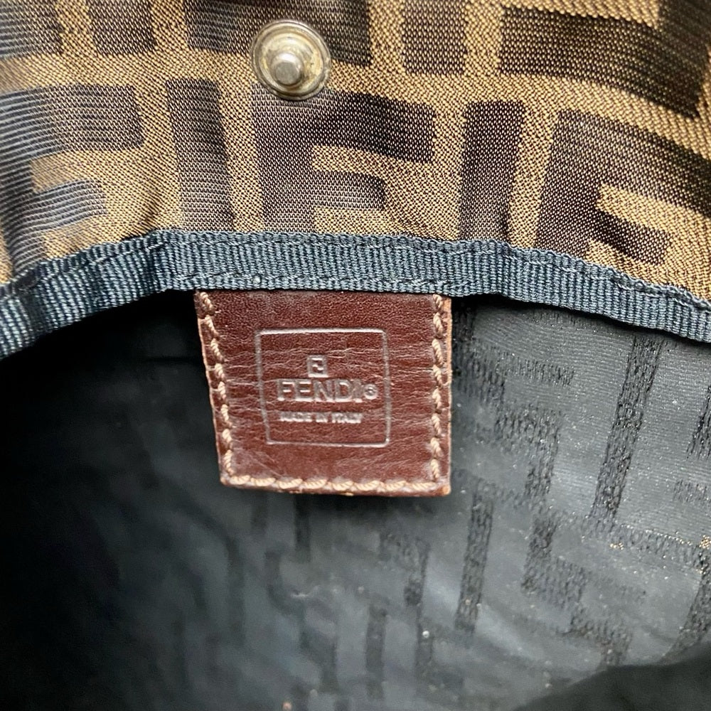 Vintage Fendi Zucca Brown Canvas Tote Hand Bag 14in x 13in x 4in
