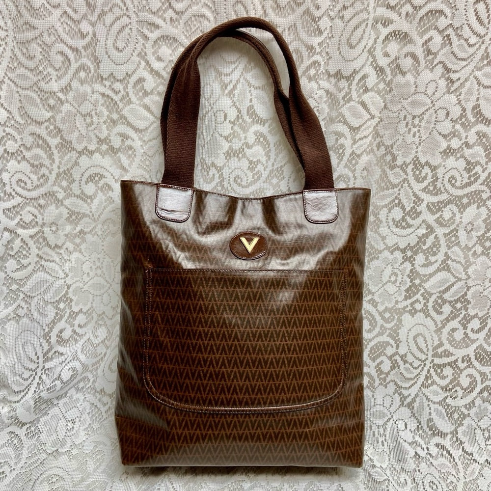 Vintage, Mario Valentino Brown Large Tote 14inx14inx4in