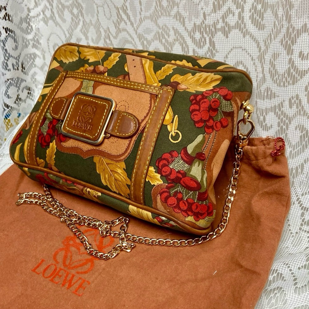 Vintage, Loewe Stunning Canvas Pouch-Crossbody with Dust Bag 9in x 6in x 3in