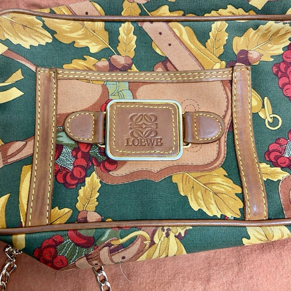 Vintage, Loewe Stunning Canvas Pouch-Crossbody with Dust Bag 9in x 6in x 3in