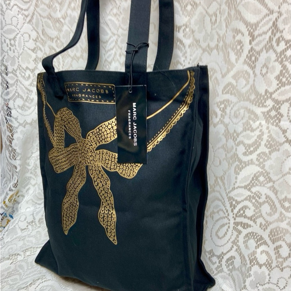 Marc Jacobs, Large, Black and Gold Complimentary- Tote Bag- 15inx13inx4in