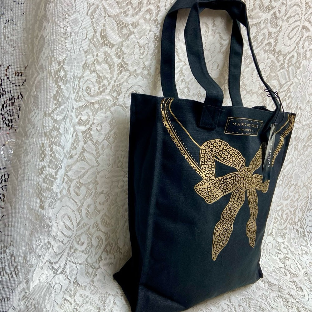 Marc Jacobs, Large, Black and Gold Complimentary- Tote Bag- 15inx13inx4in