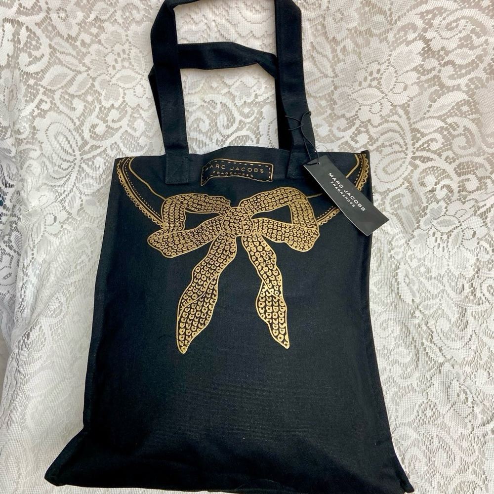 Marc Jacobs, Large, Black and Gold Complimentary- Tote Bag- 15inx13inx4in