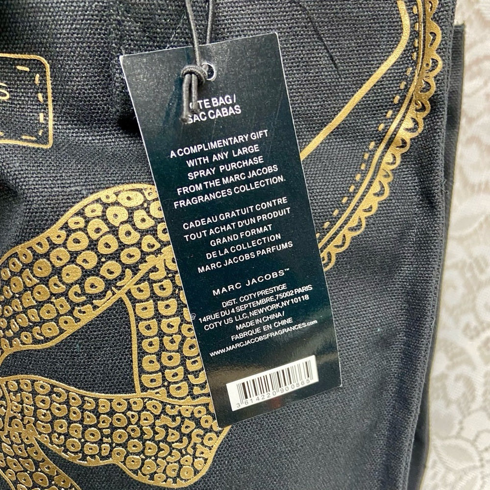 Marc Jacobs, Large, Black and Gold Complimentary- Tote Bag- 15inx13inx4in