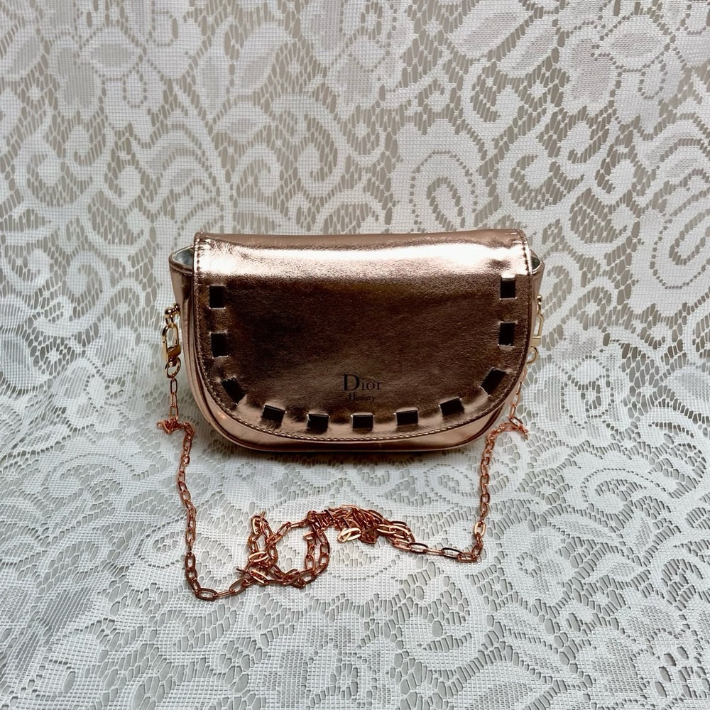 Dior Metallic Coper Complimentary Pouch- Crossbody (M) 7in x 5.5in x 2.5in
