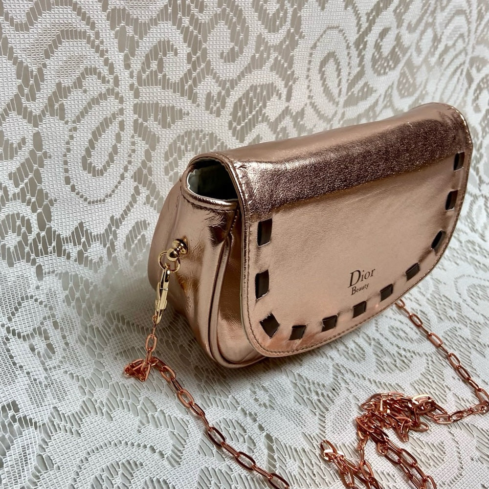 Dior Metallic Coper Complimentary Pouch- Crossbody (M) 7in x 5.5in x 2.5in