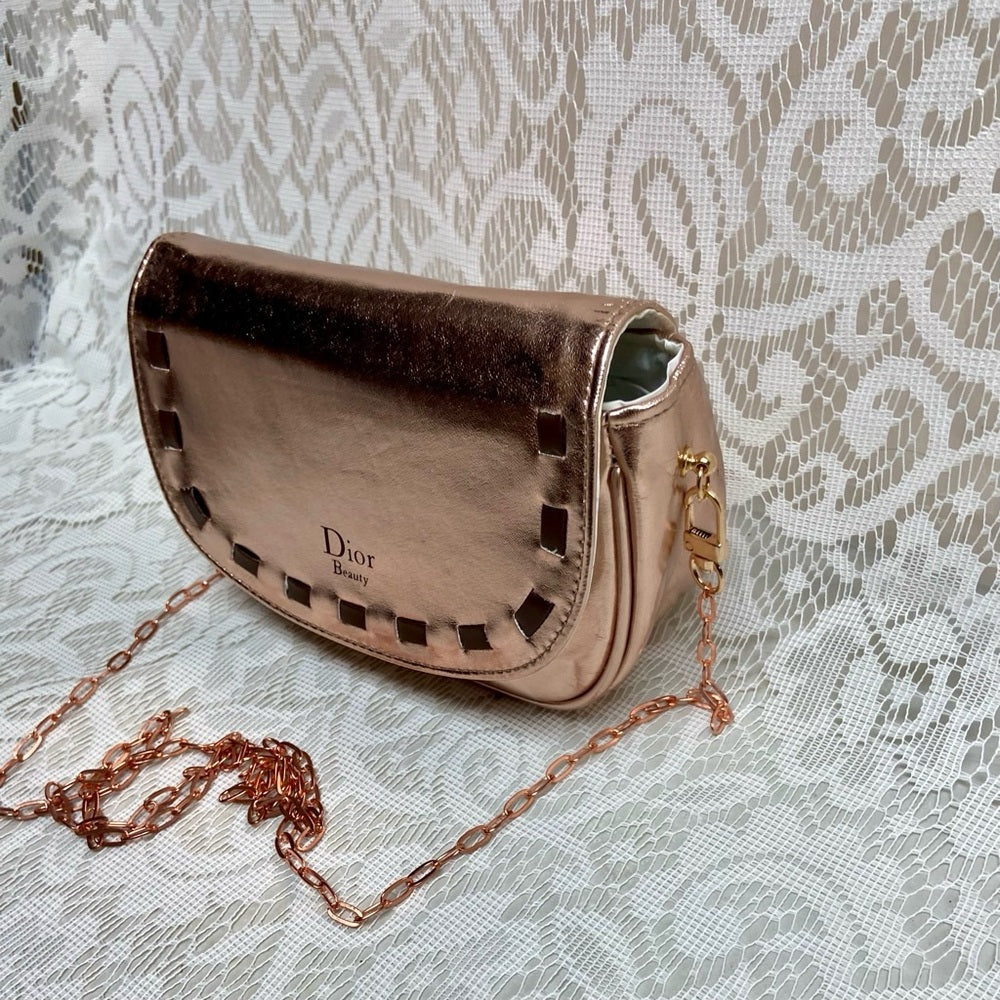 Dior Metallic Coper Complimentary Pouch- Crossbody (M) 7in x 5.5in x 2.5in