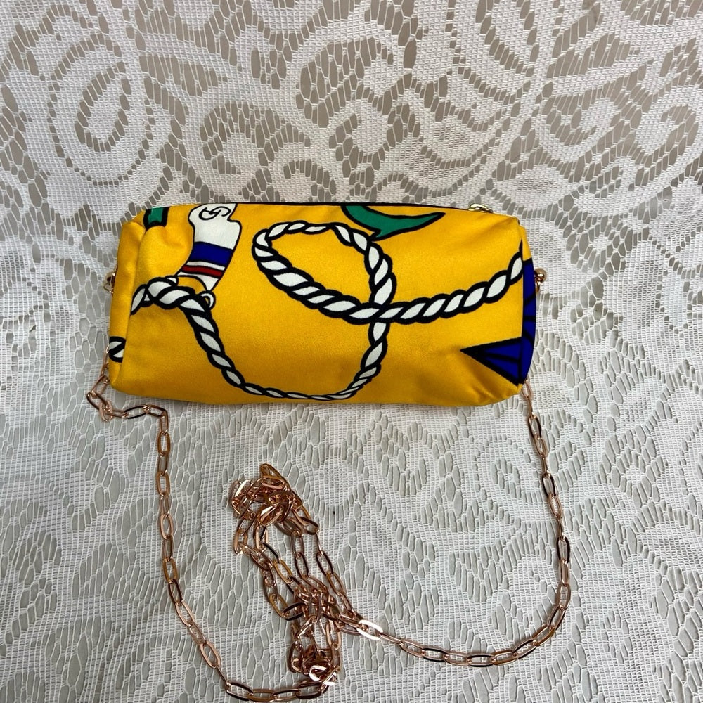 Christian Dior Yellow Abstract Canvas Cosmetic Pouch- Crossbody 6in x 3in x 2in