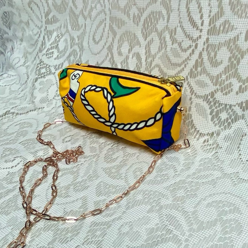 Christian Dior Yellow Abstract Canvas Cosmetic Pouch- Crossbody 6in x 3in x 2in