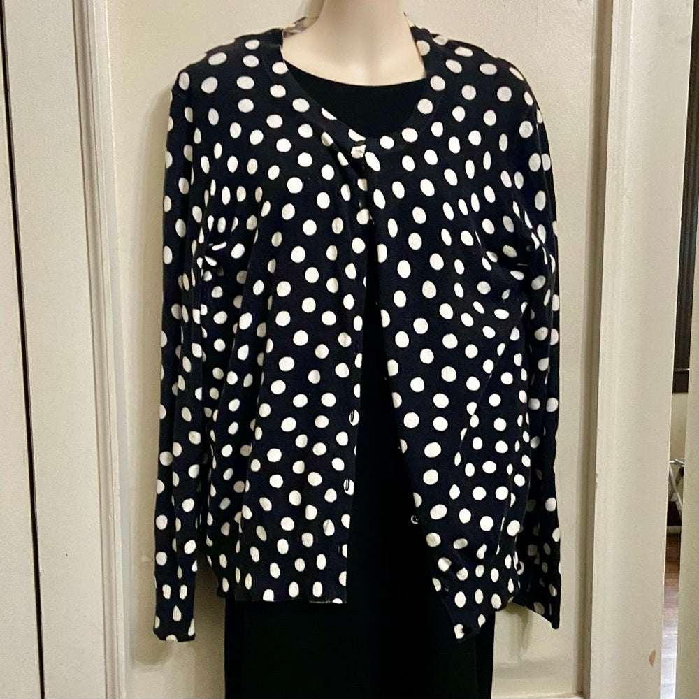Merona Black and White Polka Dot Sweater Cardigan (L)