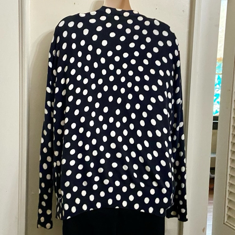 Merona Black and White Polka Dot Sweater Cardigan (L)
