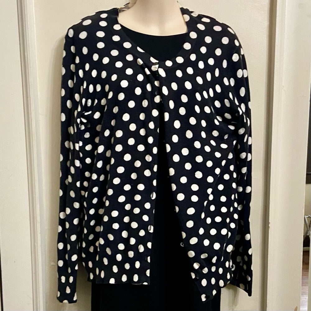 Merona Black and White Polka Dot Sweater Cardigan (L)