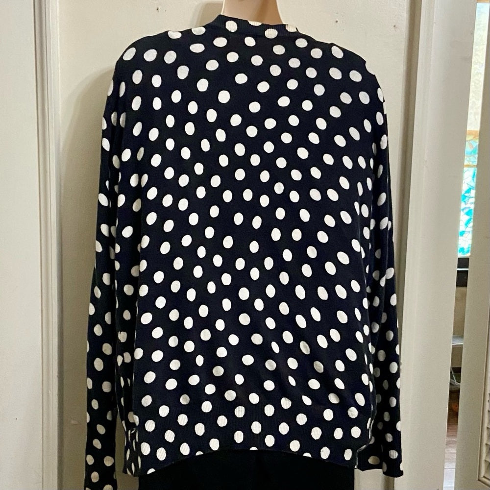 Merona Black and White Polka Dot Sweater Cardigan (L)