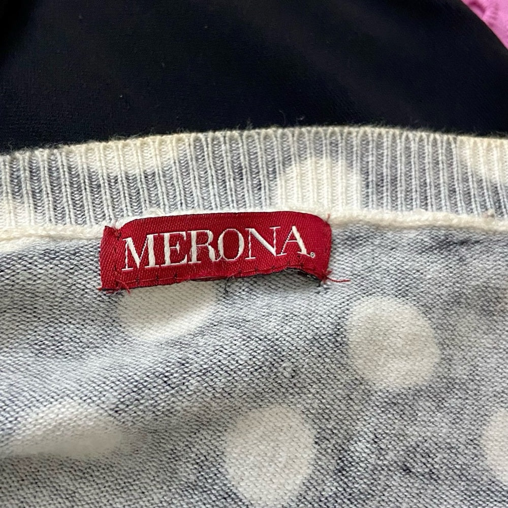 Merona Black and White Polka Dot Sweater Cardigan (L)