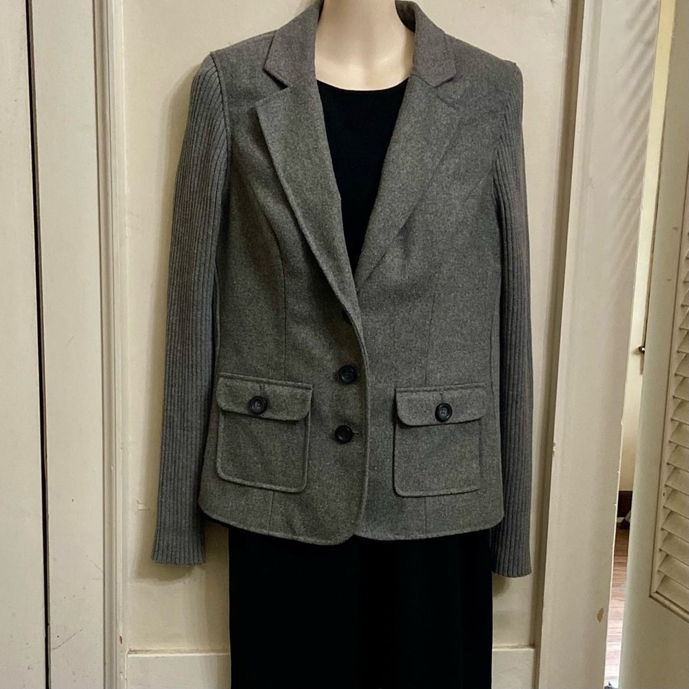 Cabi, Gray Wool- Knitted Sweater Cardigan (M)