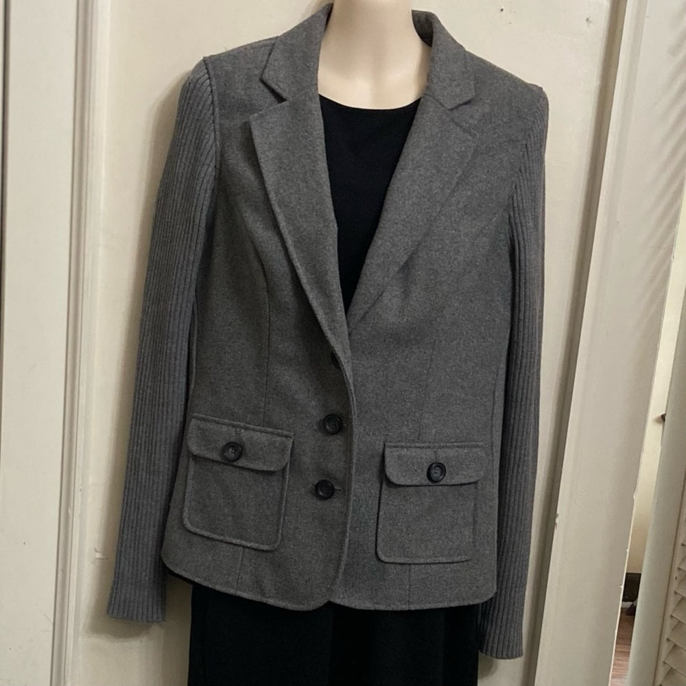 Cabi, Gray Wool- Knitted Sweater Cardigan (M)