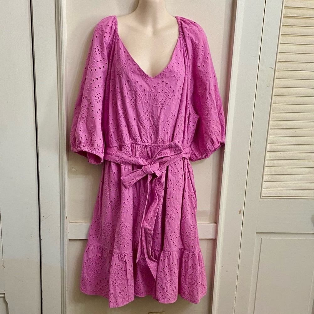 Eloquii Elements Pink Eyelet Lined Dress Size 26