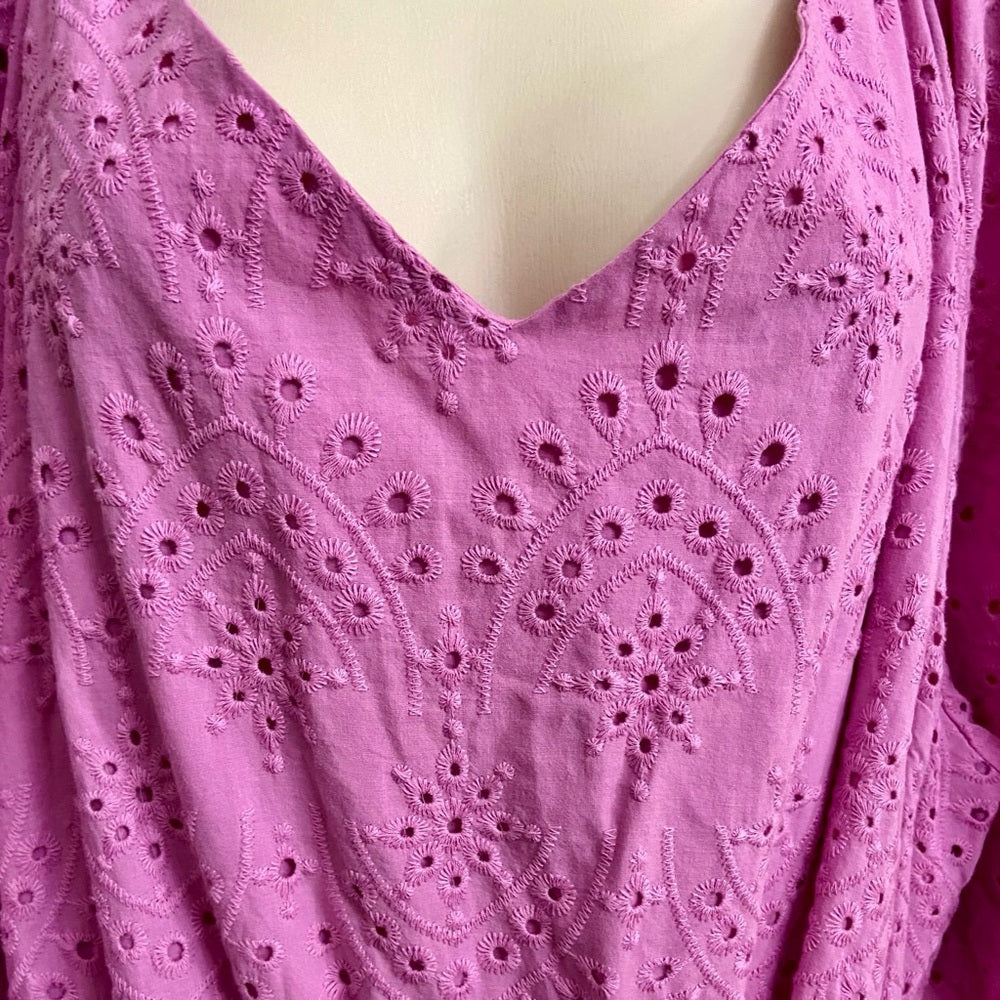 Eloquii Elements Pink Eyelet Lined Dress Size 26
