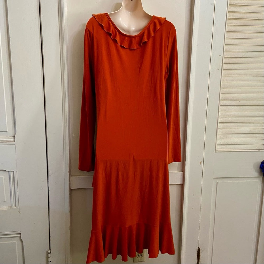 Lummi Orange Stretchy Dress Size-L