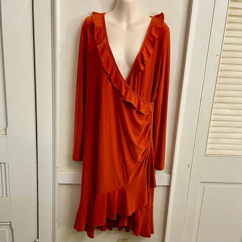 Lummi Orange Stretchy Dress Size-L