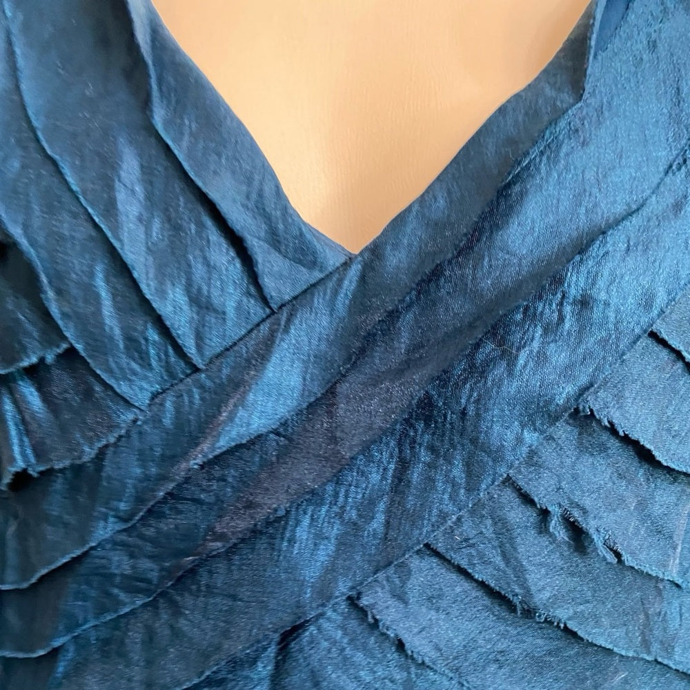 London Times Blue Teal Layered, Lined Dress Size 14