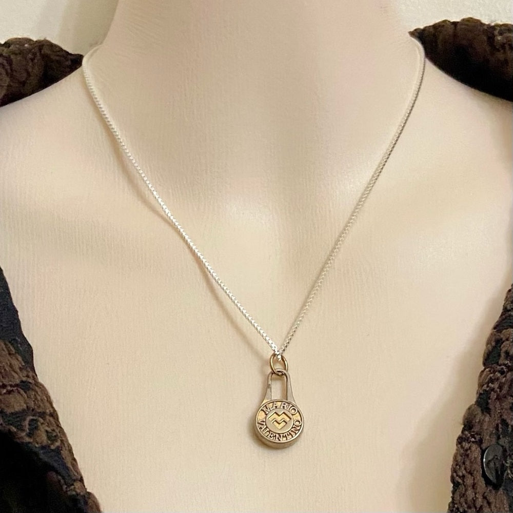 Mario Valentino Gold-Silver plated Charm With 18in 925 Silver Chain Necklace