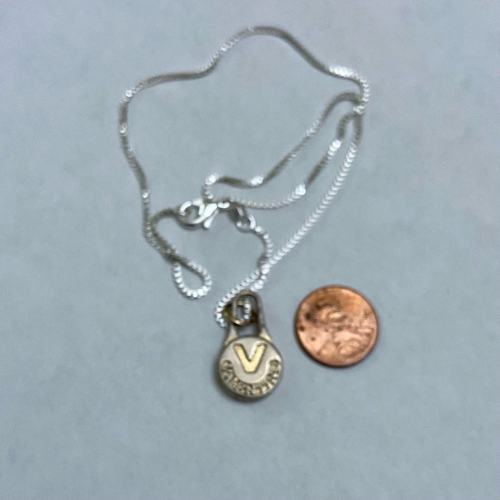 Mario Valentino Gold-Silver plated Charm With 18in 925 Silver Chain Necklace